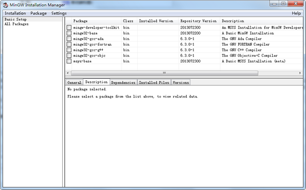 MinGW  Installer(MinGW安装管理器)