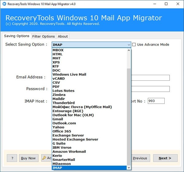 RecoveryTools  Windows  10 Mail  App  Migrator(邮件转换工具)