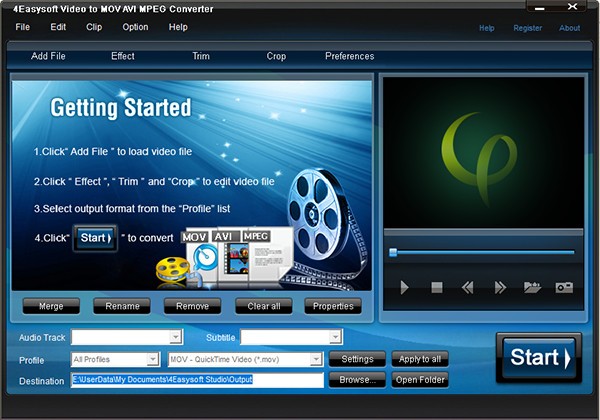 4Easysoft  Video  to  MOV  AVI  MPEG  Converter(视频转换工具)