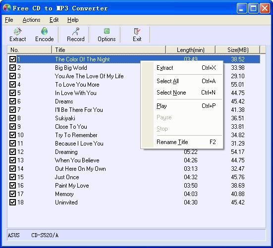 Eusing  Free  CD  to  MP3 Converter(CD翻录工具)