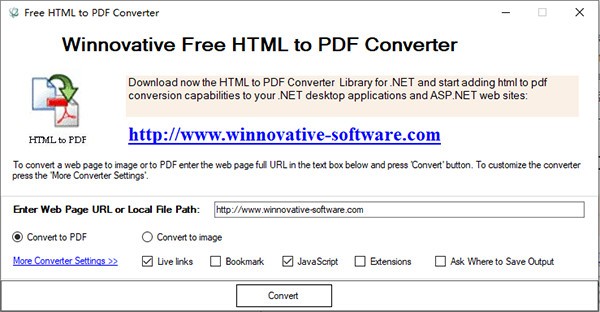 Winnovative  Free  HTML  to  PDF  Converter(文件格式转换工具)