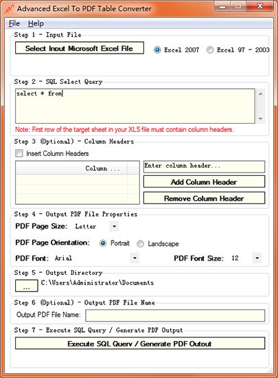 Advanced  Excel  To  PDF  Table  Converter(文件转换工具)