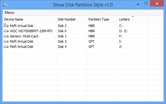 Show  Disk  Partition  Style(磁盘分区样式查看器)