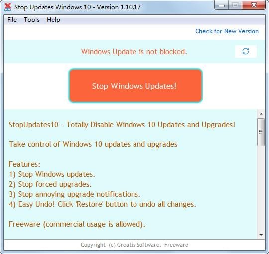 StopUpdates10(win10自动更新关闭工具)