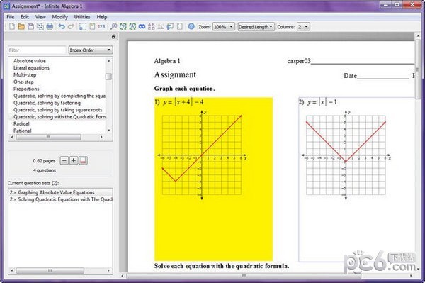 Infinite  Algebra  1(代数测验生成评估软件)