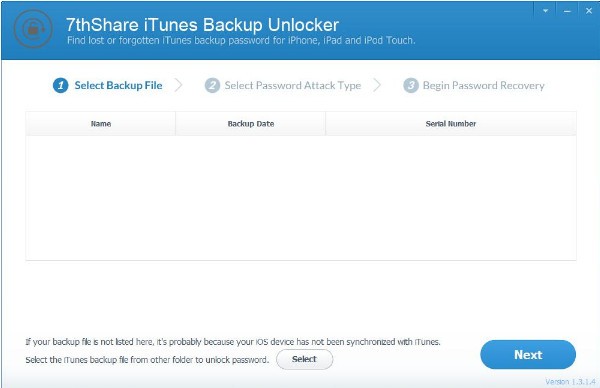 7thShare  iTunes  Backup  Unlocker(iTunes备份解锁器)