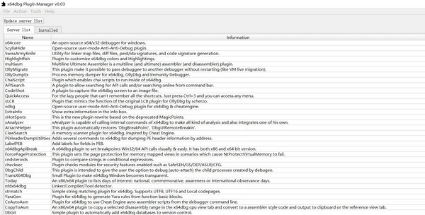 x64dbg  Plugin  Manager(x64dbg插件管理器)