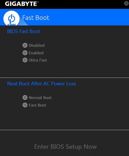 Gigabyte  Fast  Boot(技嘉快速启动)