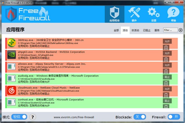 Evorim  Free  Firewall(很好用的免费防火墙软件)