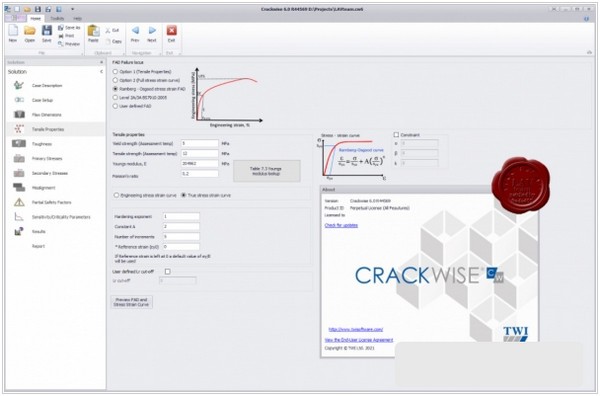 TWI  CrackWISE(断裂力学软件)