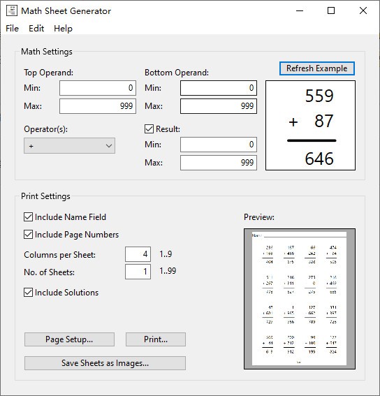 Math  Sheet  Generator(数学表格生成器)